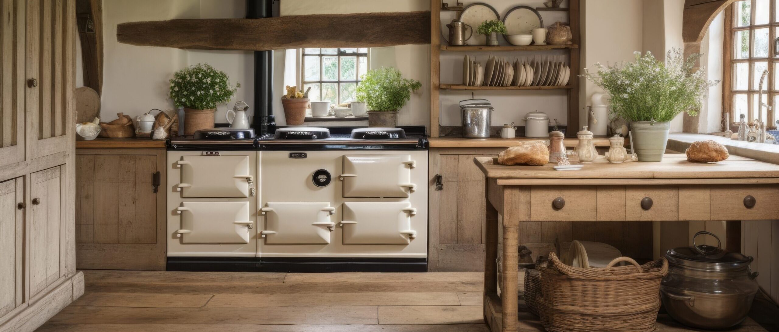 AGA Rayburn cooker in farmhouse kitchen